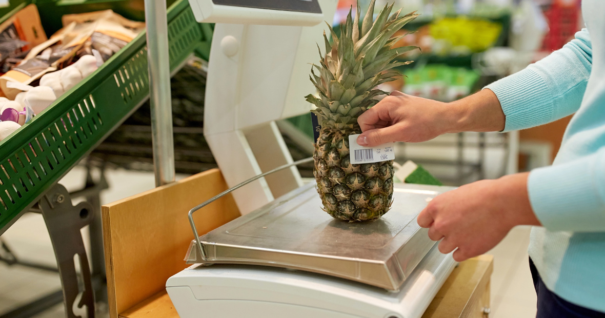 Linerless printer in a weighing scale