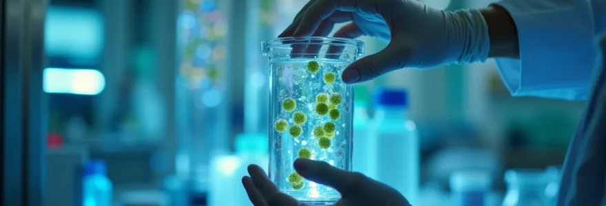 Conceptual illustration depicting biomolecule purification as the unseen backbone of modern medicine